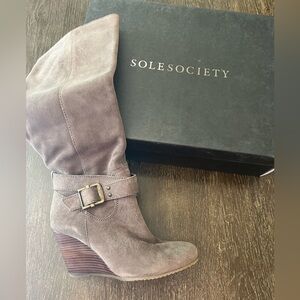 Sole Society Suede Wedge Boots